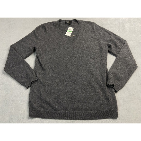 Cashmere Sweater Womens Large Grey V Neck Charter Club Luxury Soft - Main Image